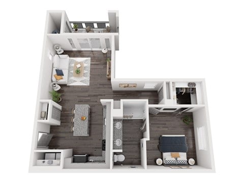 Floor plan for 1 bed, 1 bath, 830 sqft